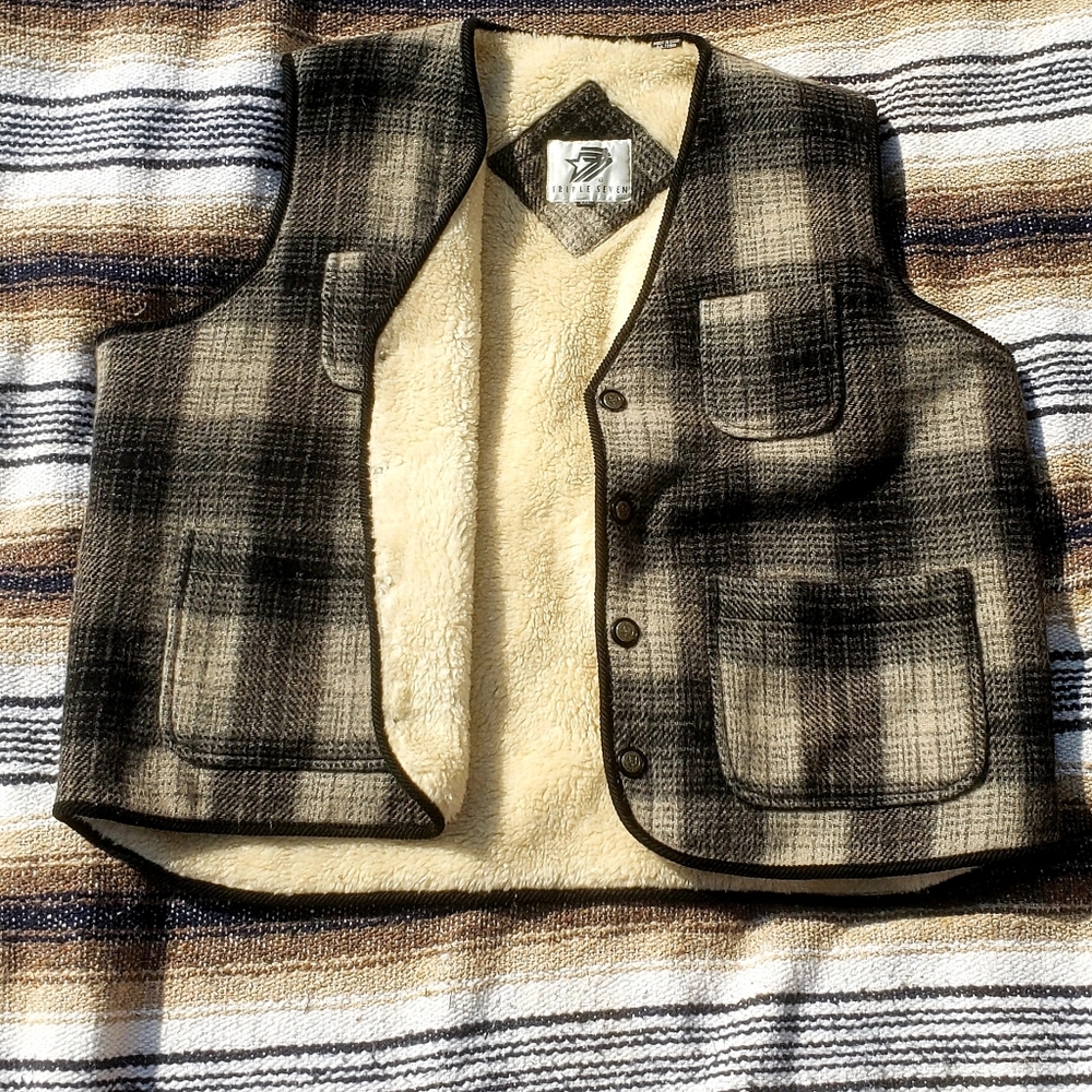 Vintage Triple Seven Sherpa Wool Vest Made in India